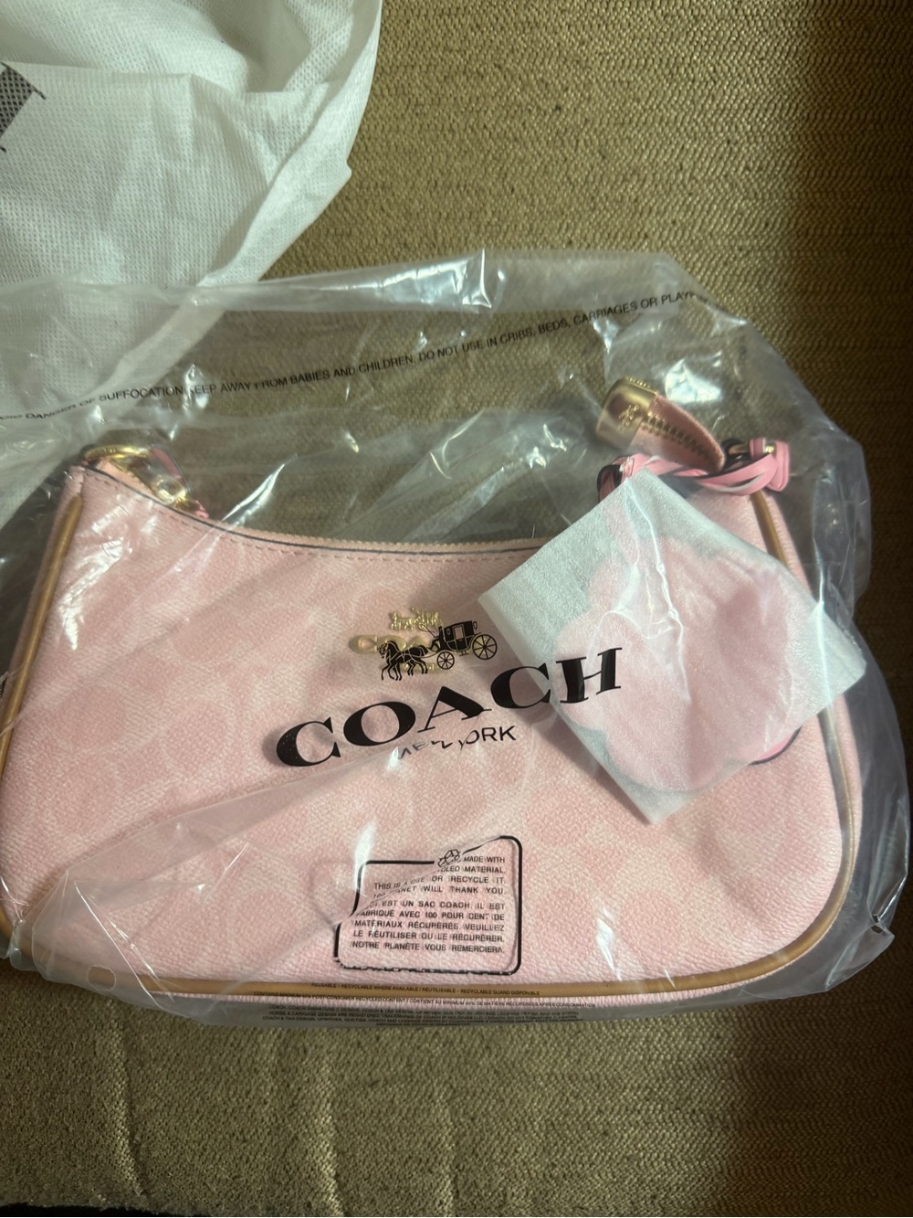 Coach Pink Shoulder Hobo with Gold Hardware